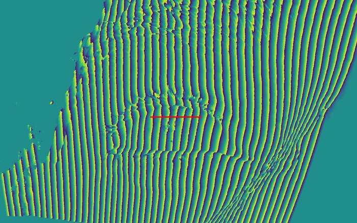 Wrapped phase from the model with camera and light ray refraction (CRR + LRR).