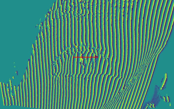 Wrapped phase from the model with camera ray refraction (CRR).