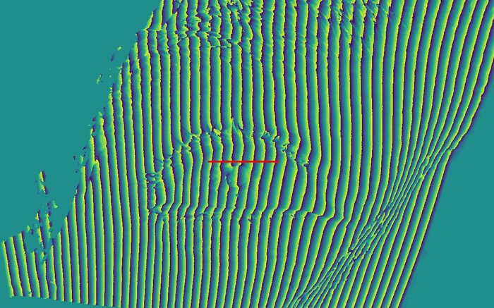 Wrapped phase from the model without refraction (NR).
